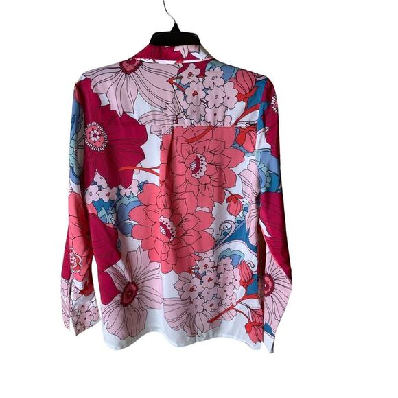 Crosby Blouse Women's Size Large Floral Button Front Long Sleeves Collared Shirt - Picture 3 of 9